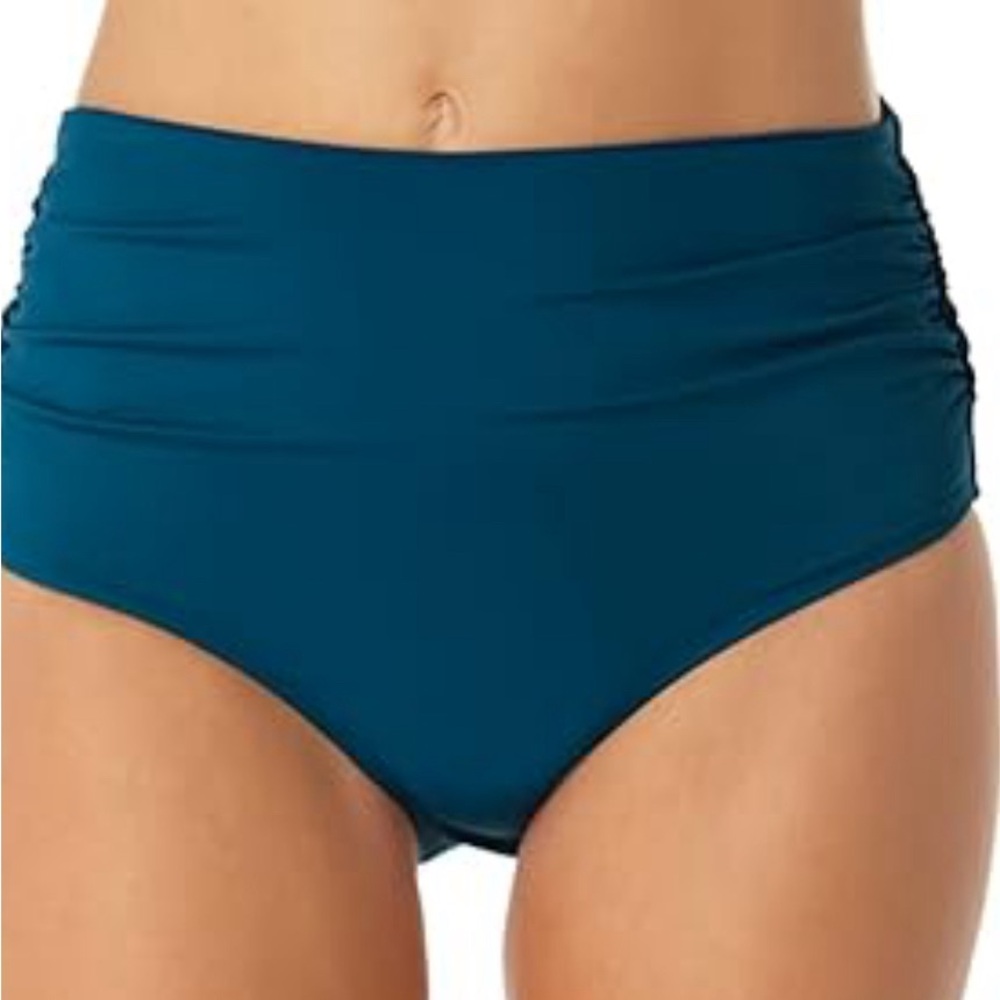 Anne Cole womens High Waist to Fold Over Shirred Bikini Bottom Swimsuit
